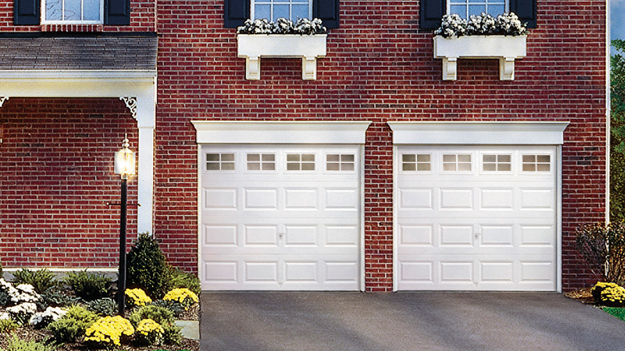 White Traditional Double Garage Door