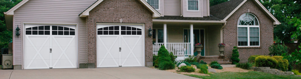 Double Carriage Style Garage Doors with Arched Windows