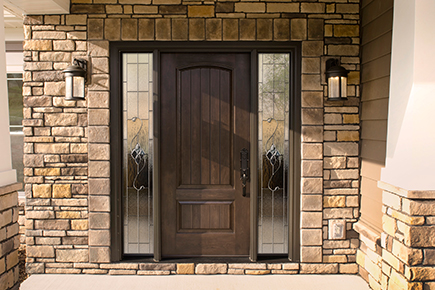 Wood specialty front door with window panels