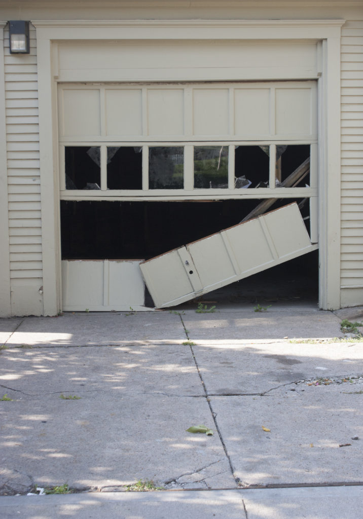 damaged garage door
